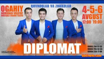 Diplomat jamoasi 4-5-6 avgust kunlari konsert beradi 2016